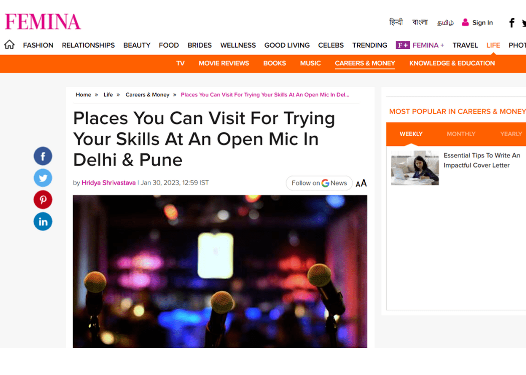 Nukkad Cafe, Femina India Article 